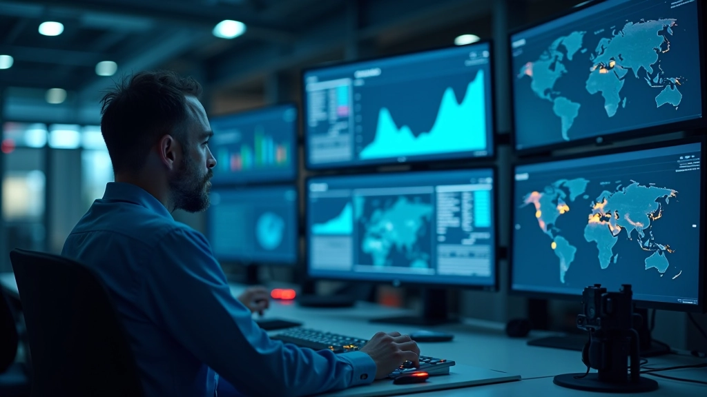 Bilgisayar ekranında makine öğrenmesi algoritmasının tahmin grafikleri ve uyarı paneli