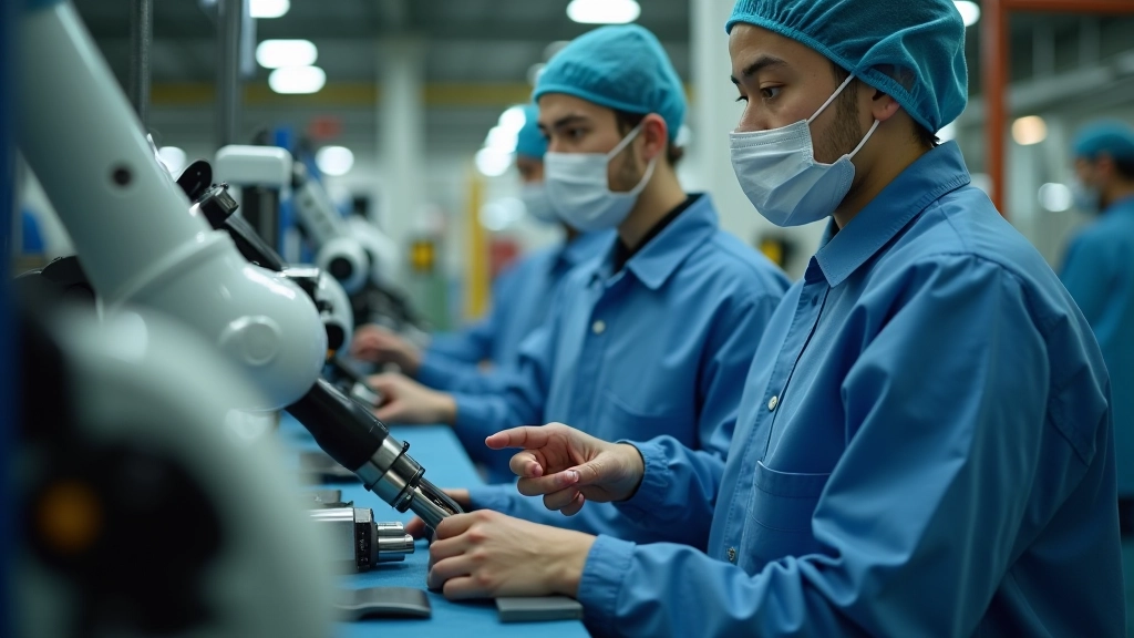 Fabrika işçileri robotik eğitimi alırken