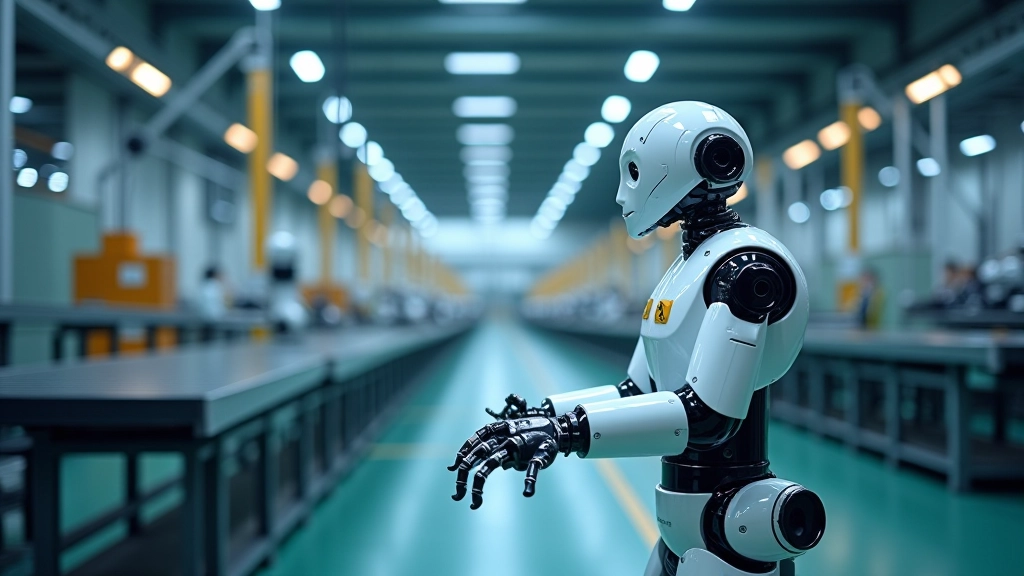 Modern fabrika ortamında işbirlikçi robotlar ve üretim hatları